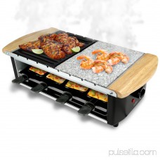 NutriChef Raclette Grill, Two-Tier Party Cooktop, Stone Plate and Metal Grills 563352221